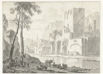 View of Ruins at the Bank of a River