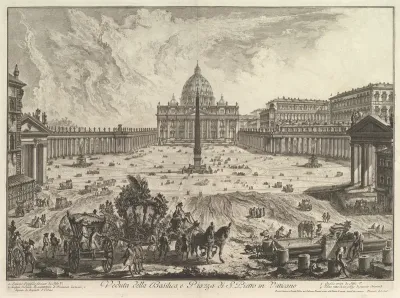 View of St. Peter's Basilica and Piazza in the Vatican, from Vedute di Roma (Roman Views)