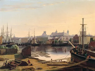 View of Stettin, Blick von der Schiffbaulastatadie