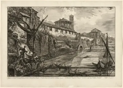 View of the ancient structure built by Tarquinius Superbus called the Bel Lido, and like others, built by Marcus Agrippa in the time of Augustus when he cleaned all of the sewers leading to the Tiber, from Views of Rome