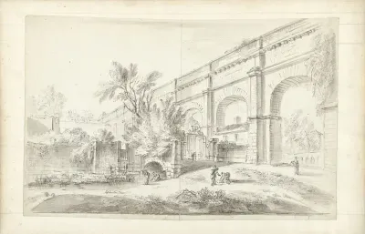 View of the aqueduct of Arcueil with figures
