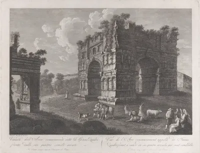 View of the Arch of Janus, with shepherds and goats in the foreground
