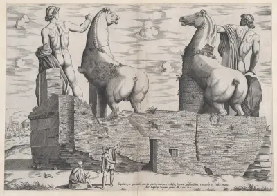 View of the Back of the Statues of the Dioscuri at the Quirinal, from "Speculum Romanae Magnificentiae"