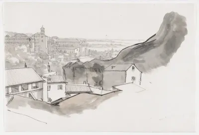 View of the Caelian Hill, Rome, with the church of Santi Giovanni e Paolo, seen from the Aventine, Rome