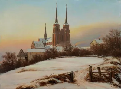 View of the Cathedral of Roskilde in winter