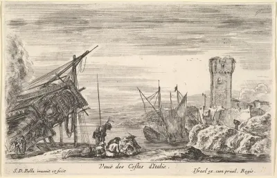 View of the coast of Italy (Veue des Costes d'Italie), from "Views of seaports" (Vues de ports de mar)