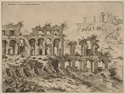 View of the Colosseum with the Palatine in the Background