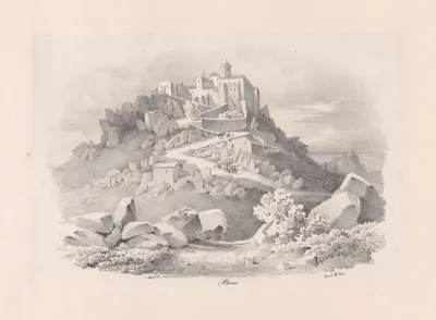View of the Convento de Pena, the castle of the Moors in the background