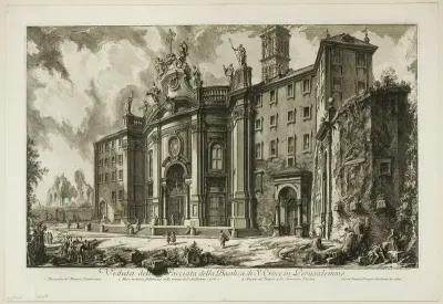 View of the Façade of the Basilica of S. Croce in Gerusalemme [the Holy Cross in Jerusalem], from Views of Rome