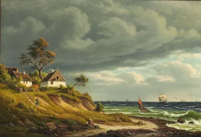 View of the fishing village Sletten. Brisk gale