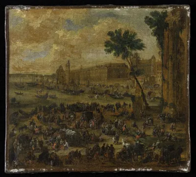 View of the Louvre and the Galerie from the waterfront seen from Pont-Neuf, around 1650