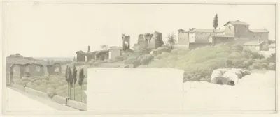 View of the Palatine Hill in Rome, with the Arch of Constantine