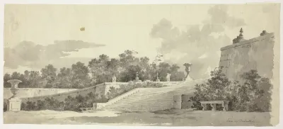 View of the Park at Versailles: Staircase, Urns and Topiaries