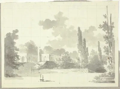 View of the Park at Versailles: Stairway to Terrace with Temple and Column