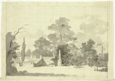 View of the Park at Versailles: Stairway with Two Pairs of Sphinxes