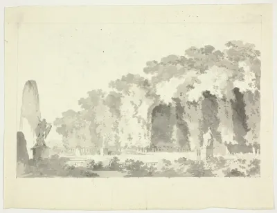 View of the Park at Versailles: Trees and Statuary