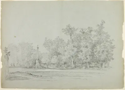 View of the Park st Versailles: Landscape with Memorial Column and Grove of Trees