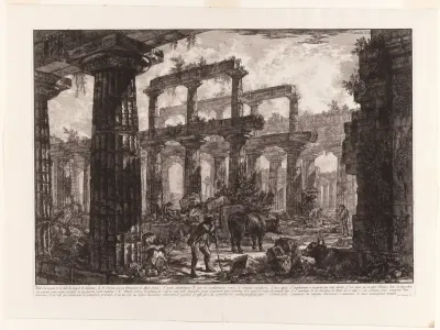 View of the Remains of the Cella of the Temple of Neptune, from Different views of Paestum