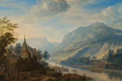 View of the Rhine near Rheineck Castle
