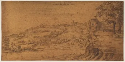 View of the Rhone river near Saint-Genis-Laval, south of Lyons