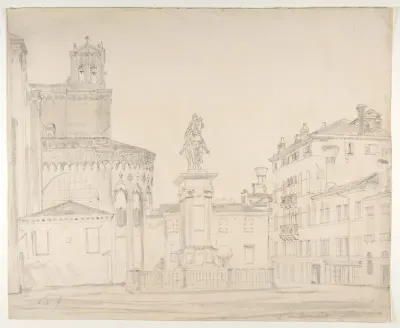 View of the South side of the church of Santi Giovanni e Paolo in Venice, with Verrocchio's statue of Bartolomeo Colleoni