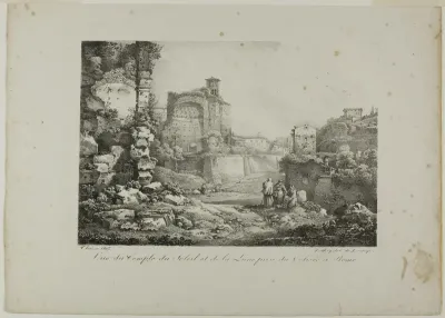 View of the Temple of the Sun and Moon from the Coliseum in Rome