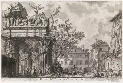 View of the Temple of Vespasian and Titus, called the Temple of Jupiter the Thunderer,  from the series Vedute di Roma