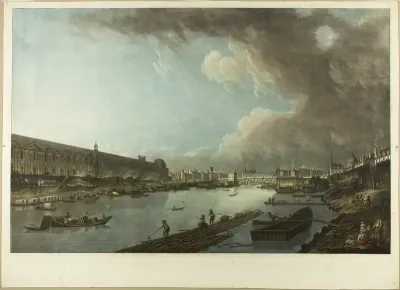 View of the Tuileries, the Louvre and the Pont Neuf