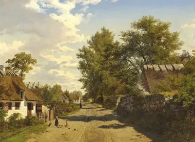 View of the village Kragholm at the Faareveile estate on Langeland, Denmark.