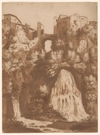 View of Tivoli with the Bridge Over the Anio Waterfall