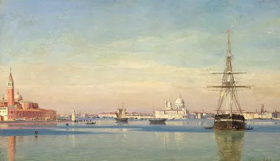 View of Venice with San Giorgio Maggiore and Santa Maria delle Salute.