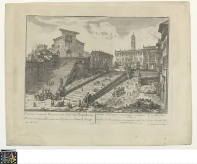 View on the Capitol in Rome, with the stairs toward the Araceti church.