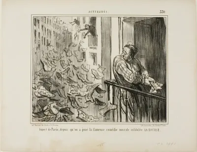 View Taken of the Streets of Paris after the Performance of the Famous Moralistic Comedy "La Bourse,” plate 330 from Actualités