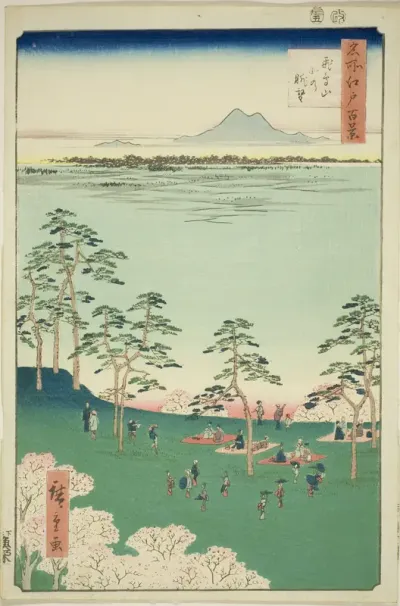 View to the North from Asuka Hill (Asukayama kita no chobo), from the series "One Hundred Famous Views of Edo (Meisho Edo hyakkei)"