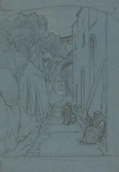 View up a Street in Sorrento [verso]
