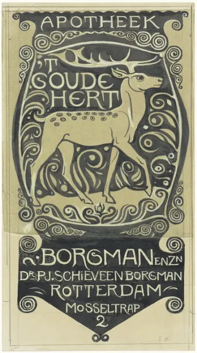 Vignet Apotheek 't Goude Hert, Rotterdam