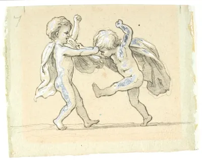 Vignet med to børn, der slås