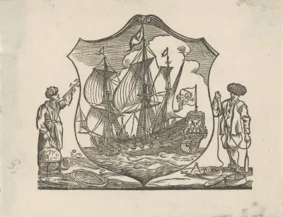 Vignet met een VOC-schip