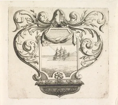Vignet met een zeilschip