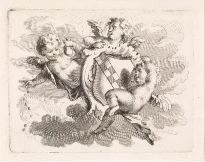 Vignet met familiewapen, mogelijk van familie van Ruyven
