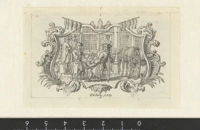 Vignet met herbergscène