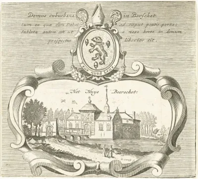 Vignet met Huis Beerschot en bisschoppelijk wapen