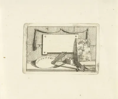 Vignet met schildersattributen