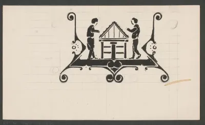 Vignet met twee mannen bij een werktafel