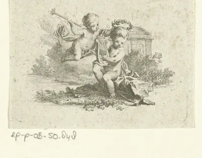 Vignet met twee putti