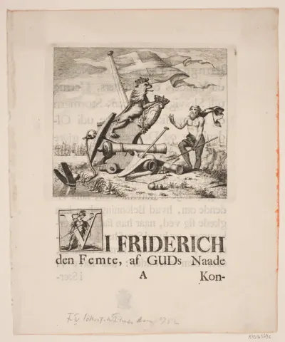 Vignet og initial til Frederik V's Søkrigsartikelsbrev