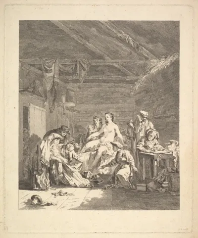 Vignette of the first volume, page 165: Usage des Russes après le Mariage et avant la Noce, from Voyage en Sibérie fait par ordre du Roi en 1761 [...], Paris, 1768 by Chappe d'Auteroche