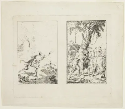 Vignettes for the "New Voyages to the West Indies" by the Chevalier Bossu
