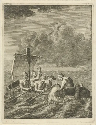 Vijf Engelse christenslaven ontvluchten Algiers per roeiboot, 1644