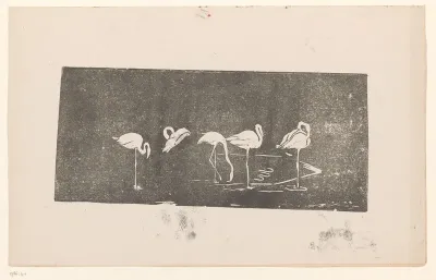 Vijf flamingo's